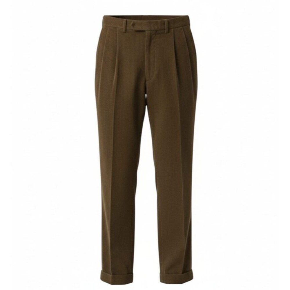 Vintage RALPH LAUREN Corduroy Pant Men 38X30 Pleated and Cuffed Chino Brown